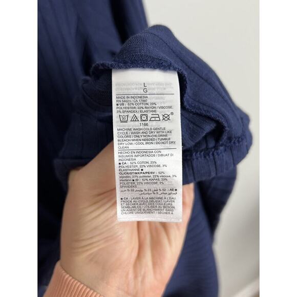 Old Navy Fitted Rib-Knit Tie-Belt Long-Sleeve Mini Polo Dress Size Large Cotton - Picture 5 of 7